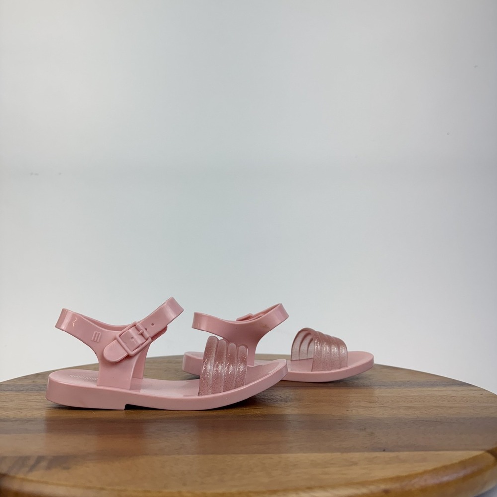 New Little Kids Mini Melissa Mar Wave Pink Jelly Strappy Sandals Shoes Size 12 C